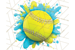 Softball Clipart PNG with Team Color Paint Splash Design Product Image 3