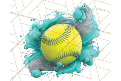 Softball Clipart PNG with Team Color Paint Splash Design Product Image 3
