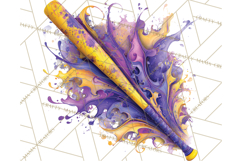 Softball Clipart PNG with Team Color Paint Splash Design Product Image 2