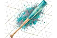 Softball Clipart PNG with Team Color Paint Splash Design Product Image 2