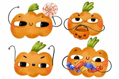 of cartoon pumpkins. Halloween pumpkin with candies Product Image 1