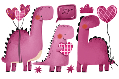 Cartoon Dinosaur. Dino Valentine Love Day Cute Dinosaurs, Product Image 1