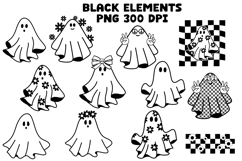 Halloween Retro Groovy PNG Clipart Set Ghosts Pumpkins Product Image 5