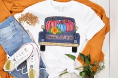 Happy Fall Yall PNG, Truck With Pumpkins, Fall Sublimation Product Image 2