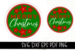 Merry Christmas Poinsette Round Door SVG Product Image 1