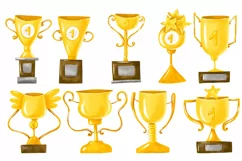 golden sport award cups in cartoon style Product Image 1
