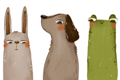 Cartoon Animals. Frog, Rabbit and Dog Illustration Cute Wild Product Image 1