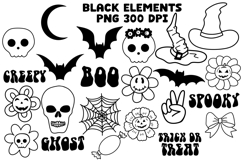 Halloween Retro Groovy PNG Clipart Set Ghosts Pumpkins Product Image 7