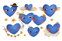 Cartoon Blue Hearts. Valentine Day Illustration Cartoon Blue Product Image 1