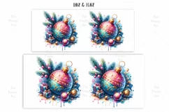 Merry Christmas Ball Ornament Mug Wrap For 11 oz and 15 oz Product Image 2