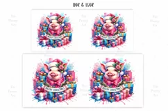 Merry Christmas Pig Mug Wrap For 11 oz and 15 oz Product Image 2