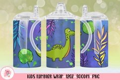 12oz Kids Skinny Tumbler | Dinosaur Tumbler Wrap Product Image 1