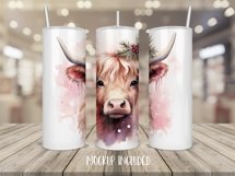 Christmas Highland Cow 20 oz Tumbler Wrap | Christmas Png Product Image 2