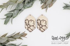 Floral Bloom Hex Laser Engraved Earring File Product Image 1