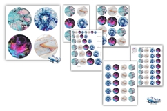 Fluid art round collages for multiple craft projects 13 size Product Image 1