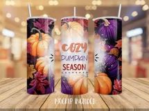 Fall Tumbler Wrap | Pumpkin Sublimation Png Product Image 4