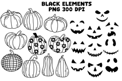 Halloween Retro Groovy PNG Clipart Set Ghosts Pumpkins Product Image 6