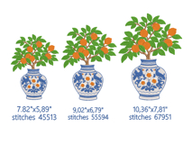 Orange Tree Embroidery Design, Chinoiserie Vase Product Image 2