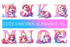 Cute Unicorn Alphabet Clipart | Unicorn Monogram Alphabet Product Image 3