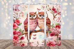 Watercolor Valentine Owls- 20oz Sublimation - PNG Download Product Image 1