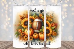 Girl Who Loves Football- 20oz Tumbler Wrap - PNG Design Product Image 1
