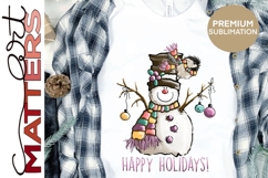 Snowman Chickadee Illustrations, Happy Holidays Product Image 3