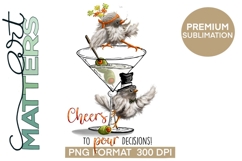 Chickadees Martini Cheers - 300 DPI - Hand Painted Product Image 3