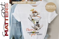 Chickadees Martini Cheers - 300 DPI - Hand Painted Product Image 1