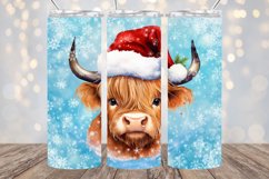 Christmas Highland Cow- 20oz Sublimation - PNG Download Product Image 1