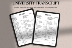University and College Transcript Template, MS Word, docs Product Image 1