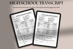 Classic High School Transcript Template, MS Word, docs Product Image 1