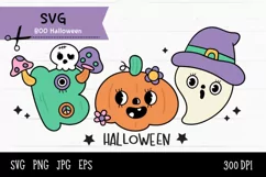 Cute Boo Halloween groovy kawaii cliparts SVG cartoon spooky Product Image 1