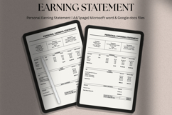 Pay stub form | Personal earning statement template | word Product Image 1
