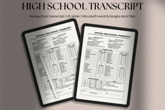 High School Transcript Template, MS Word, docs editable Product Image 1