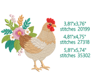 Farmhouse Chicken Embroidery Design Floral Hen Product Image 2