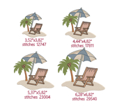 Coastal Beach Chair Embroidery Design, Summer Umbrella Scene Product Image 2