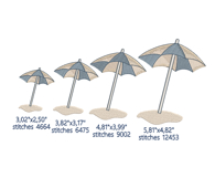 Beach Umbrella Embroidery Design, Coastal Summer Mini File, Product Image 2