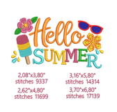 Hello Summer Embroidery Design, Popsicle Sunglasses, Product Image 2