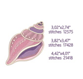 Spiral Seashell Embroidery Design Coastal Shell Product Image 2