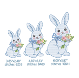 Bow Bunny Embroidery Design with Flowers Product Image 2