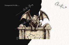 Vintage Goth Gargoyle Clipart | Halloween PNG Product Image 2