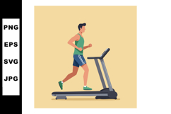 Man Running on Treadmill Indoor Fitness Exercise Healthy Lif Product Image 1