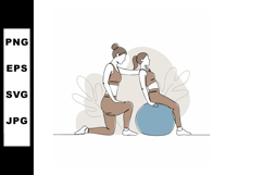 Women doing physical therapy exercise with fitness ball in c Product Image 1