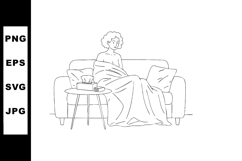 Woman wrapped in blanket sitting on couch with tissue box an Product Image 1