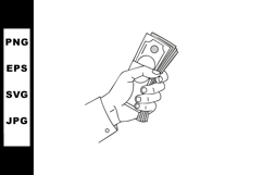 Hand Holding Stack of Money Bills Line Art Illustration for Product Image 1