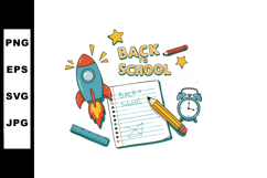 Rocket pencil notebook alarm clock back to school education Product Image 1