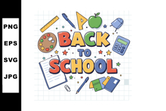Back to School colorful letters with stationery and educatio Product Image 1