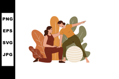 Two women practicing yoga stretching together near exercise Product Image 1