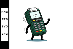 Payment Terminal Character with Receipt and Check Mark Illus Product Image 1