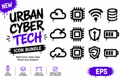 Urban Cyber Tech Icon Bundle Dripping Digital Symbols Vector Product Image 1
